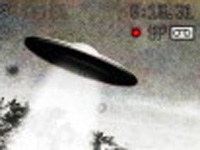 Black and white still from video of UFO